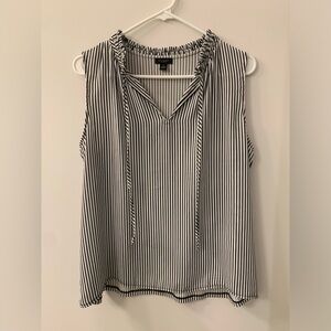 Ann Taylor Factory Black and White Striped Sleeveless Blouse